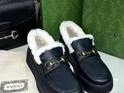 Туфли меховые Gucci